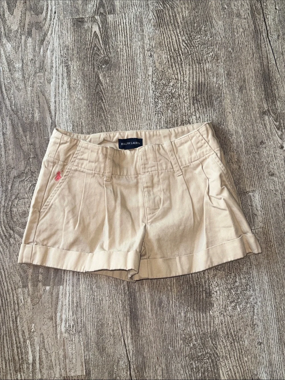 Ralph Lauren Khaki High-Waist Cuffed Women's Shorts